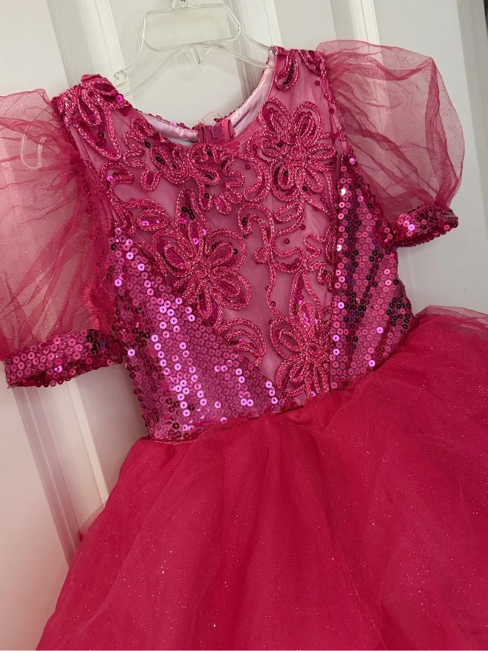 Source Unknown Hot Pink Sequin Tulle Princess Costume Dress